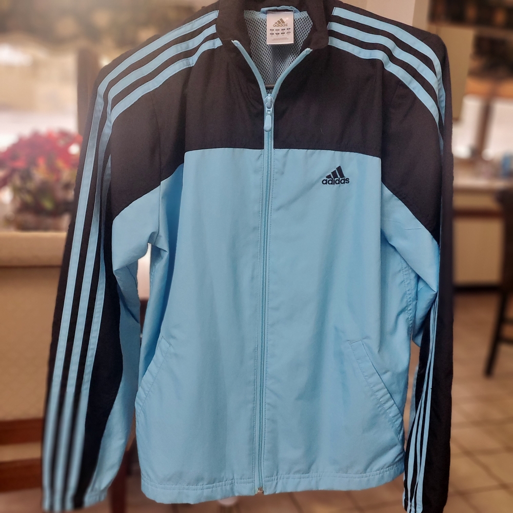 Adidas Sky Blue and Black Windbreaker